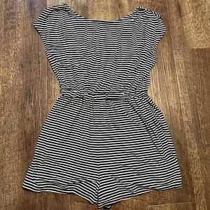 Navy & White Striped Open Back Romper